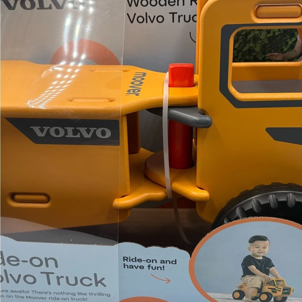Moover Volvo Wooden Ride-On Truck - Yellow Construction Toy - New yellow